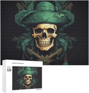 X 15 520 Piece frustration Jigsaw Puzzle - Pirate Skull Picture Puzzles for Adults Challenging Puzzle Personalized Wooden Puzzle Photo Puzzle Gifts 20.5" 