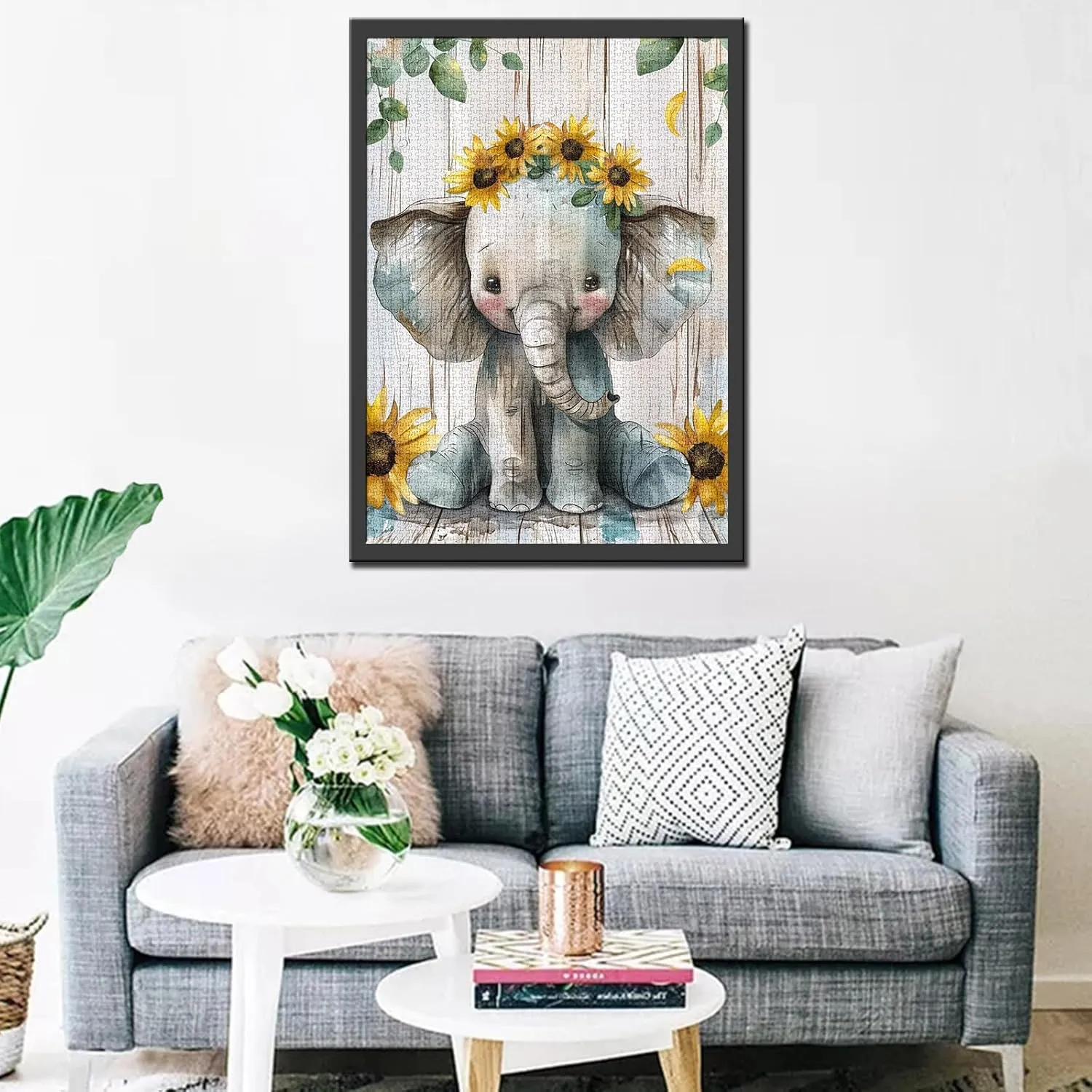 x nobody envelope 20 Inches Puzzles for Families Game Nights Baby Elephant Jigsaw Puzzles for Adults Painting 1000 Pieces Jigsaw Puzzle Animal Wear Sunflowers Flowers Jigsaw Puzzle Rustic Style Puzzles Game 27 