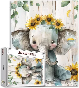 x nobody envelope 20 Inches Puzzles for Families Game Nights Baby Elephant Jigsaw Puzzles for Adults Painting 1000 Pieces Jigsaw Puzzle Animal Wear Sunflowers Flowers Jigsaw Puzzle Rustic Style Puzzles Game 27 