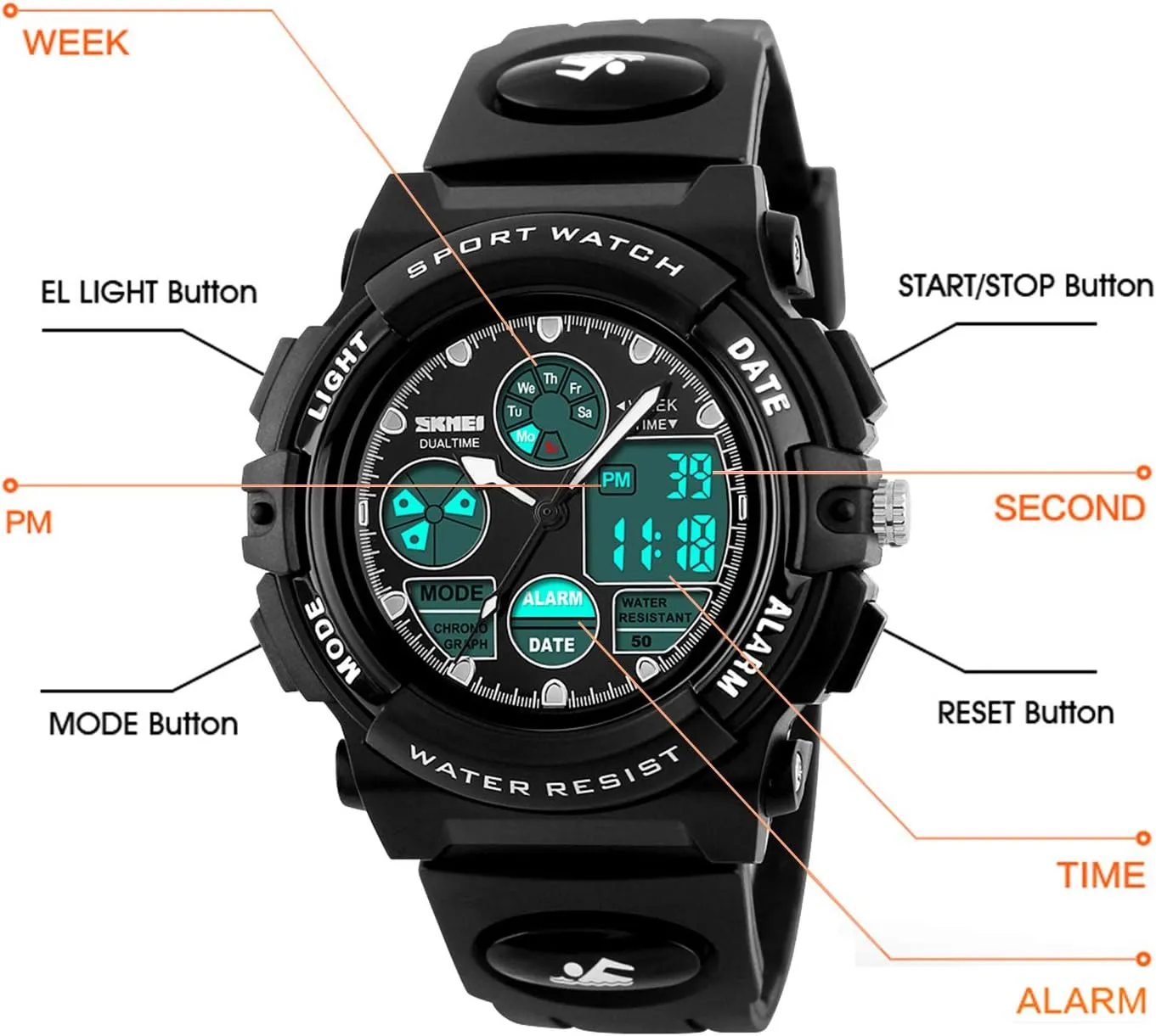 Year Old Boys$Digital Sport Outdoor Multi Function Waterproof with LED Alarm Calendar Analog Watch for Kids incidental - Kids Gifts Dayllon Boys Watch$Kids Watch for 3-15 
