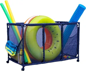 Yours Pool Noodles Holder, Toys, Floats, Balls and Floats Equipment Mesh Rolling Storage Organizer Bin, Kids Height, Large, (43" W x saguaro vicious 25" L x 28" H), Blue Style 563009 Essentially 